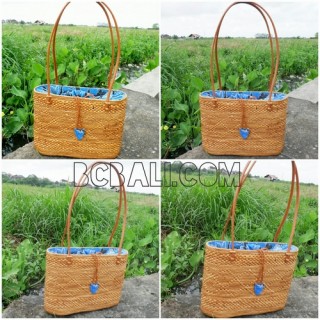 balinese designer straw rattan handwoven handbag leather handle